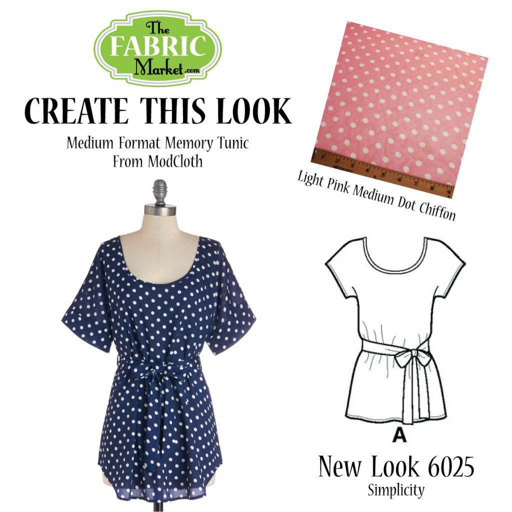 Create This Look - Light Pink Medium Dot Chiffon - The Fabric Market