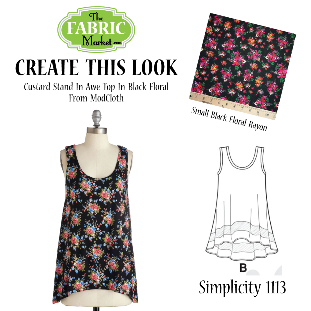 Create This Look - Small Black Floral Rayon - The Fabric Market