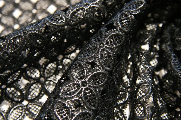 Shiny Black 43 MOD Floral Lace - The Fabric Market