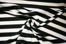 Medium Black & White Stripe Interlock Poly Knit