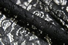 Black Floral Poly/Cotton Knit Lace