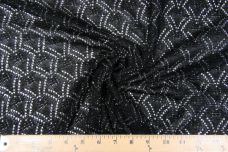 Black and Metallic Silver Knit Poly/Cotton Lace