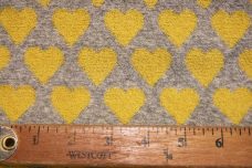 French Terry Hearts - Light Yellow & Grey