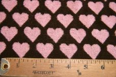 French Terry Hearts - Light Pink & Brown