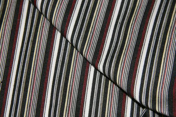 Black & Red Chambray Stretch Twill Stripe