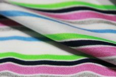 Lilac & Neon Lime Various Stripe Poly Knit