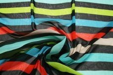 Large Stripe Chiffon - Chartreuse & Aquamarine
