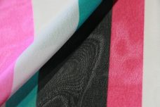 Various Stripe Chiffon - Aquamarine & Pink