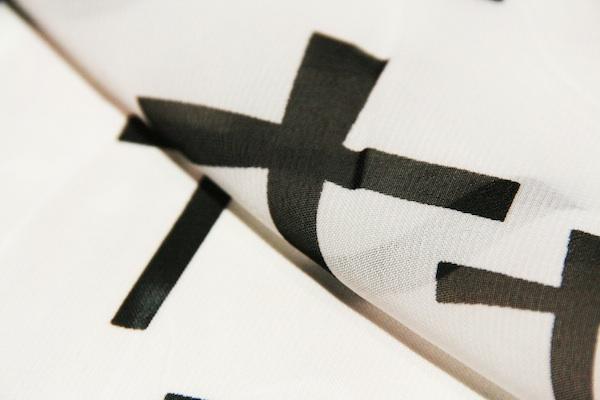 Large Cross Print Chiffon - White & Black
