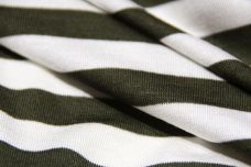 Olive & Eggshell Stripe Rayon/Spandex Jersey