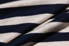 Navy & Natural Stripe Rayon/Spandex Jersey