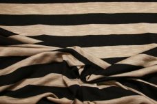 Black & Camel Slub Stripe Tissue Jersey