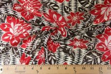 Red Tribal Lotus Floral Cotton Voile
