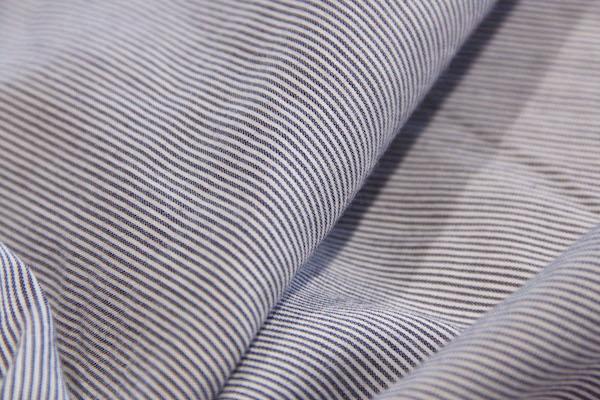 Silk Blend Micro Stripe Batiste - Navy