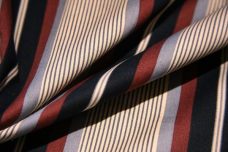 Various Stripe Polished Twill - Burgundy & Charcoal