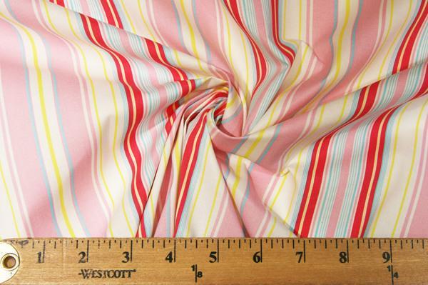 Various Stripe Stretch Poplin - Pink & Aqua