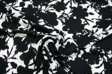 Black & White Large Floral Silhouette Chiffon