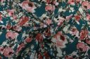 Large Teal & Country Rose Floral Georgette