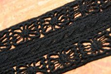 3" Geometric Boho Cotton Venise Lace - Black