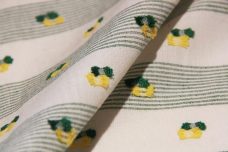 Forest & Yellow Cotton Striped Dotted Swiss