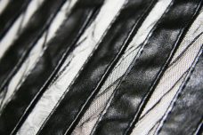 Faux Leather Stripe on Mesh