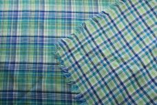 Turquoise & Light Green Double-sided Plaid Gauze