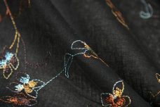 Black Embroidered Floral Voile