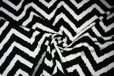 Black & White Grunge Chevron Interlock Poly Knit