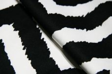 Black & White Grunge Chevron Interlock Poly Knit