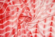 Red & White Geometric Tie-Dye Rayon Crepe