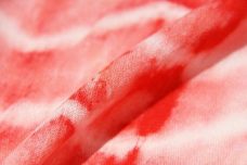 Red & White Geometric Tie-Dye Rayon Crepe