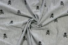Embroidered Skulls Cotton Seersucker