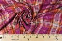 Magenta Metallic Plaid Stretch Poplin