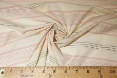 Raspberry & Beige Stripe Silk/Cotton Poplin