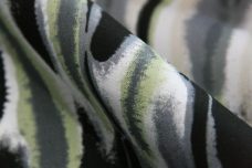 Charcoal & Green Grunge Stripe Stretch Poplin