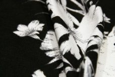 Large Black & White Hawaiian Floral Rayon/Spandex Jersey