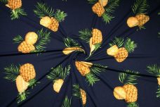 Large Pineapple Double Brushed Spandex Jersey - Navy