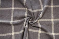 Grey Plaid Cotton Blend Suiting