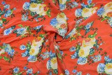 Bright Carrot Blooms Rayon