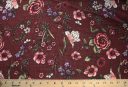 Large Floral Rayon Crepe - Burgundy