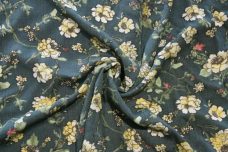 Floral Rayon Crepe - Dusty Teal