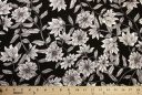 Large Black & Ivory Floral Rayon