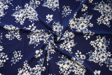 Blue & White Floral Rayon Crepe