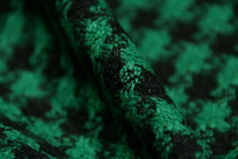 Houndstooth Poly/Wool Tweed - Emerald