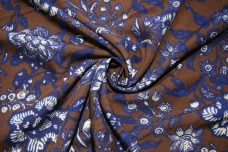 Large Brown & Navy Floral Rayon