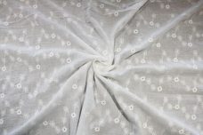 White Floral Cotton/Rayon Crepe Gauze Eyelet