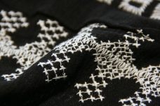 Black & Ivory Embroidered Boho Stripe Rayon Crepe
