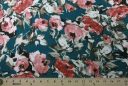 Large Teal & Country Rose Floral Georgette