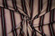 Various Stripe Polished Twill - Burgundy & Charcoal