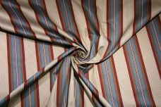 Various Stripe Polished Twill - Burgundy & Blue